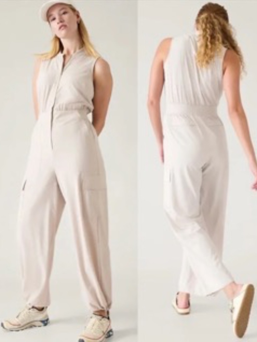 Athleta Brooklyn Utility Jumpsuit Abalone Women's 12P
